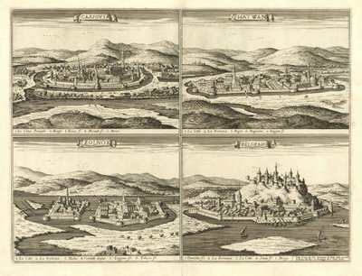 コシツェ、ハトヴァン、ソルノク、ベオグラードの城（ジョヴァンニ・ジャコモ・デ・ロッシ、1683年） 作： Giovanni Giacomo De Rossi