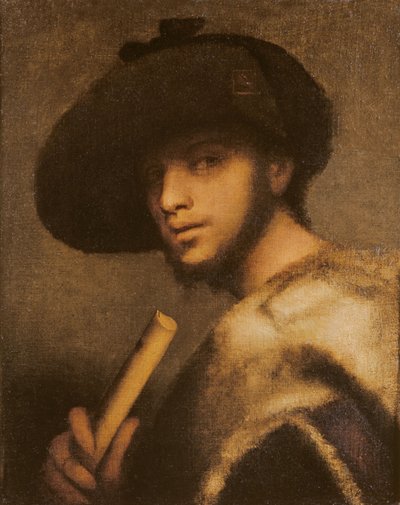パイパー (キャンバスに油彩) 作： Giovanni Girolamo Savoldo