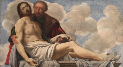 アリマタヤのヨセフとキリスト、c。 1525。 作： Giovanni Girolamo Savoldo