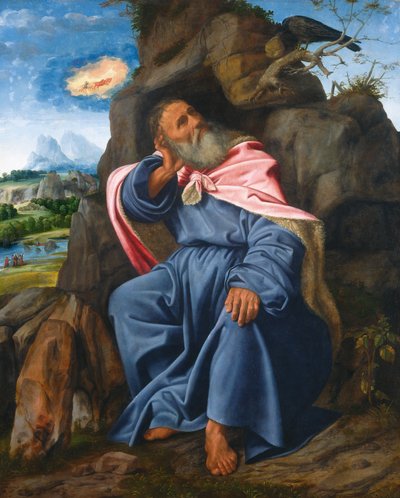 レイヴンに餌を与えられたエリヤ 作： Giovanni Girolamo Savoldo