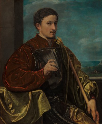 騎士の肖像、c。 1525年。 作： Giovanni Girolamo Savoldo