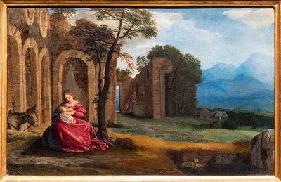 エジプトへのフライト中の休憩 作： Giovanni Girolamo Savoldo