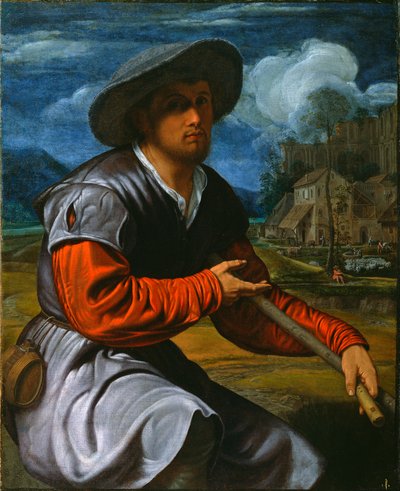 フルートを持つ羊飼い、1525年頃（キャンバスに油彩） 作： Giovanni Girolamo Savoldo
