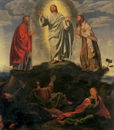 変容、c.1527-33（パネルに油彩） 作： Giovanni Girolamo Savoldo