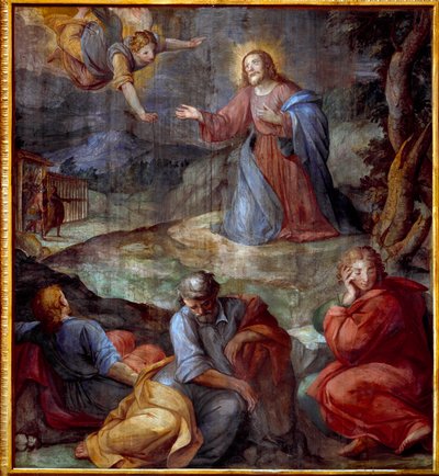 オリーブの木の庭での祈り ジョヴァンニ・バルドゥッチ（1560-1603）によるフレスコ画 イタリア・ローマ、サンタ・プラッセーデ美術館 1594-1600 作： Giovanni Il Cosci Balducci