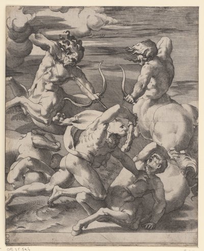 ケンタウロスと戦うヘラクレス ヘラクレスとの情景 (シリーズタイトル) 作： Giovanni Jacopo Caraglio