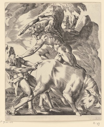 カクスと戦うヘラクレス ヘラクレスとの情景 (シリーズタイトル) 作： Giovanni Jacopo Caraglio