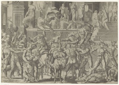ローマ軍とサビニ軍の戦い Raptus Sabinaro (オブジェクトのタイトル) 作： Giovanni Jacopo Caraglio