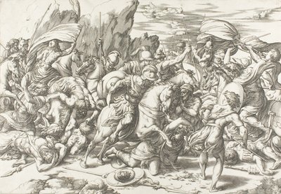 盾と槍をめぐる戦い 作： Giovanni Jacopo Caraglio