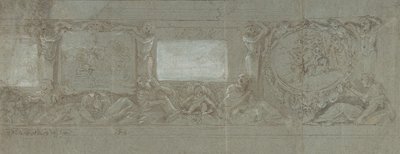 アブラハムのいけにえとエジプトへの逃避を描いた壁の装飾のデザイン 1600-1647。 作： Giovanni Lanfranco