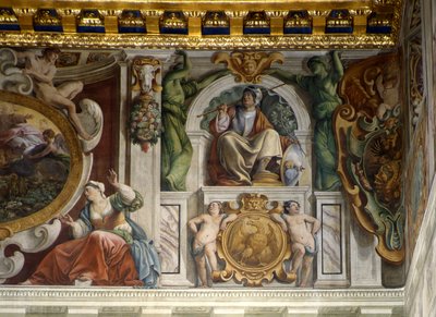 宮殿ホールフレスコ画、クイリナーレ宮殿、ローマからの詳細 作： Giovanni Lanfranco