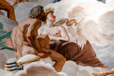 ネプチューンとセレス。 「神々の評議会」1624-1625の詳細。 フレスコ画 作： Giovanni Lanfranco