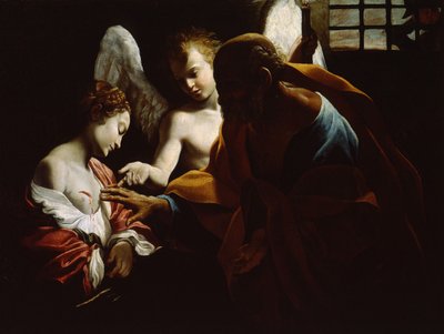 1614年頃、刑務所で聖ペテロと天使が付き添う聖アガサ 作： Giovanni Lanfranco