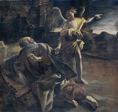 天使によって砂漠で目覚めた預言者エリヤ 作： Giovanni Lanfranco