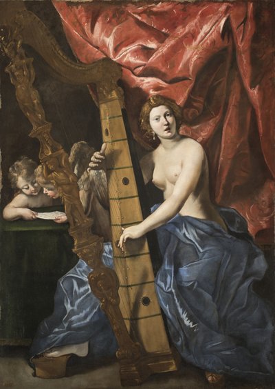 金星がハープを弾く、c.1630。 作： Giovanni Lanfranco