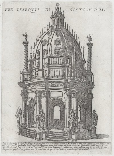 教皇シクストゥス 5 世のためのカタファルケ、1591 年。 作： Giovanni Maggi