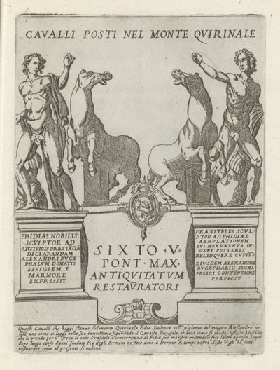 Dioscuren op de Quirinaal クイリナーレ山に置かれた馬 (オブジェクトのタイトル) Moderne en antieke Monuments en bouwwerken in Rome (シリーズタイトル) ローマのアルマ市の古代と現代の建物の装飾品（シリーズタイトル） 作： Giovanni Maggi