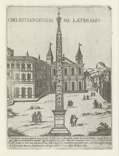 ローマの聖ヨハネ・ラテランの背後にあるラテラノ・オベリスク Obelisco a S. Giovanni Laterano (オブジェクトのタイトル) ローマの近代および古代のモニュメントと建造物 (シリーズ タイトル) オーナメント ディ ファブリックヘ アンチキ エ モダン デル アルマ チッタ ディ ローマ (シリーズ ti 作： Giovanni Maggi