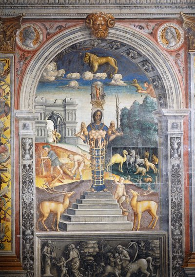 ジョヴァンニ・マリア・ファルコネット（1468-1535）によるフレスコ画、マンチュアのパラッツォ・ダルコ（2008年ユネスコ世界遺産登録）の「黄道十二宮の間」（イタリア・ロンバルディア州 作： Giovanni Maria Falconetto