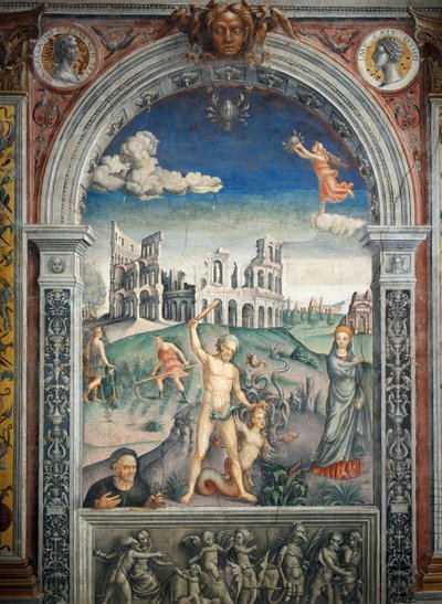 Giovanni Maria Falconetto (1468-1535) 作のフレスコ画、Hall of Zodiac、Palazzo D