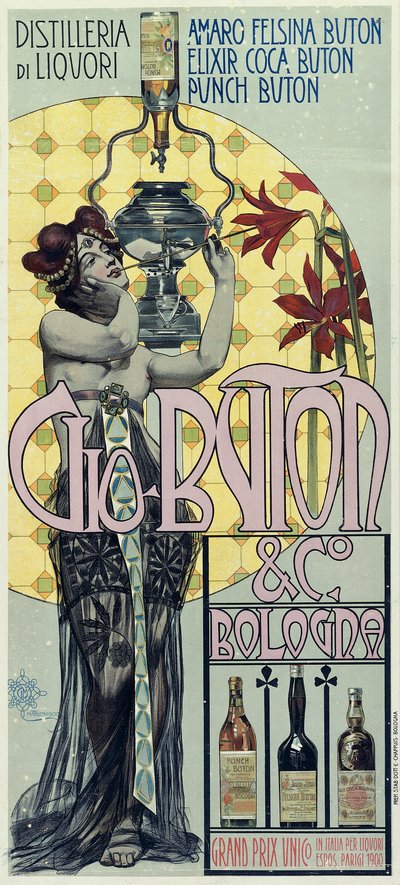 酒類蒸留所Gio Buton and C Bolognaの広告ポスター 作： Giovanni Maria Mataloni