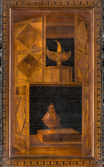1484年にジョヴァンニ・マリア・プラティナによって象嵌されたリグナイの正典的聖歌隊、スーペリア・ストール 作： Giovanni Maria Platina
