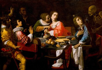 死は宴会のテーブルにやってくるMemento Mori、c。 1635年 作： Giovanni Martinelli