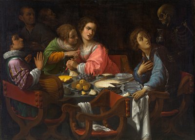 メメント・モリ：死がテーブルにやってくる、1630-1638年頃（キャンバスに油彩） 作： Giovanni Martinelli
