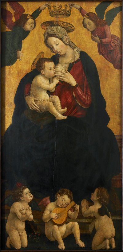 乳の聖母と音楽を奏でる天使、1490～1500年。 作： Giovanni Martino Spanzotti