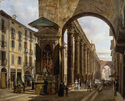 ミラノの聖ローレンスの列柱」ジョヴァンニ・ミリアラ（1785-1837）作、油彩・キャンバス、40x31cm 作： Giovanni Migliara