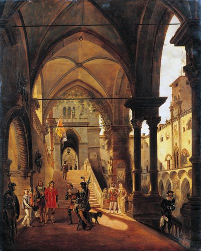 バローロ城でのルイ11世」ジョヴァンニ・ミグリアラ（1785-1837）作、油彩・キャンバス、80x65 cm 作： Giovanni Migliara