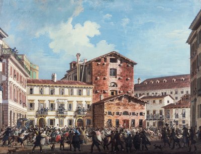 ミラノ、ジュゼッペ・プリナ財務大臣の家を暴徒が襲撃（4月20日 作： Giovanni Migliara