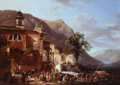 リーヴァ・アル・ラーゴの行列」ジョヴァンニ・ミグリアラ（1785-1837 作： Giovanni Migliara