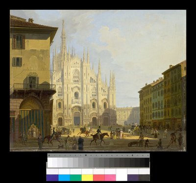 1819-28年のミラノのドゥオーモ広場の眺め 作： Giovanni Migliara