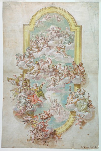 素描《木星のある天井》1718-30年、ジュン 作： Giovanni Odazzi