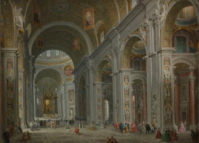1754年以降のローマ、サン・ピエトロ大聖堂の内部。 作： Giovanni Paolo Panini