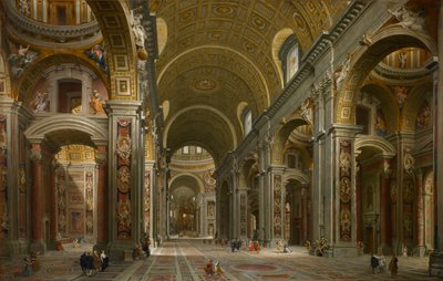 ローマ、サンピエトロ大聖堂の内部 作： Giovanni Paolo Panini