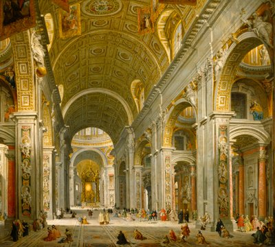 ローマ、サン・ピエトロ寺院内部 作： Giovanni Paolo Panini