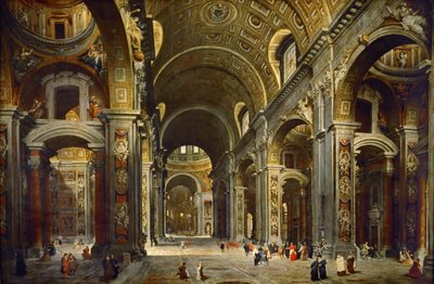 ポリキナック枢機卿、ローマのサンピエトロ大聖堂を訪問 作： Giovanni Paolo Pannini