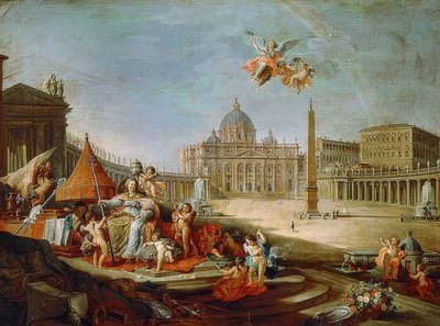サンピエトロ広場、ロムミット凱旋門。 1757 作： Giovanni Paolo Pannini