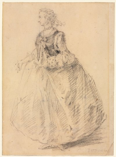アーミンマフの立っている女性、18世紀。 作： Giovanni Paolo Pannini