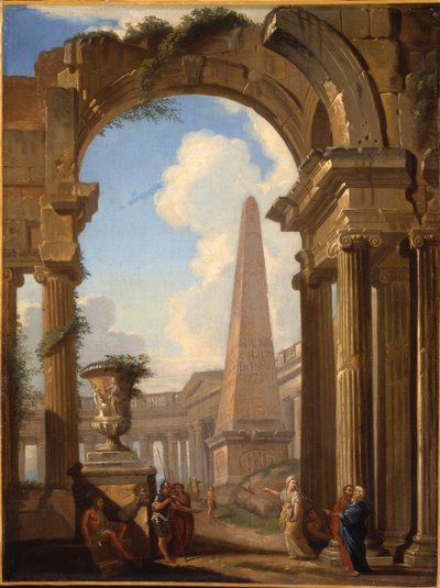 ローマ時代の遺跡のカプリッチ 作： Giovanni Paolo Pannini