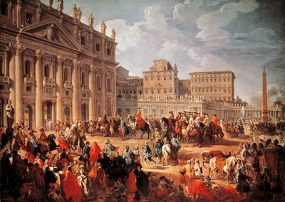 ローマのサン・ピエトロ大聖堂を訪れるシャルル3世 作： Giovanni Paolo Pannini