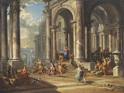 寺院から両替商を追いやるキリスト 作： Giovanni Paolo Pannini