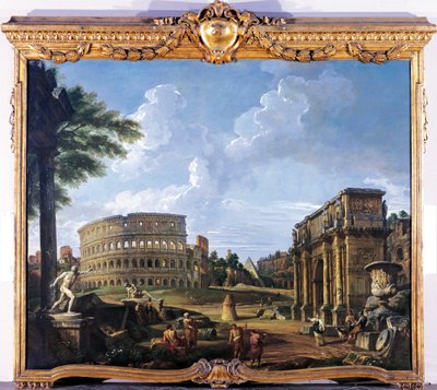 ジョヴァンニ・パオロ・パンニーニ（1691-1765）による「コロッセオとコンスタンティヌスのアーチ 作： Giovanni Paolo Pannini