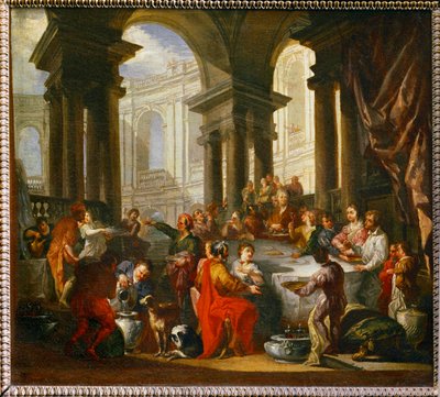 イオニア式ポルティコの下で行われた饗宴...... 作： Giovanni Paolo Pannini or Panini