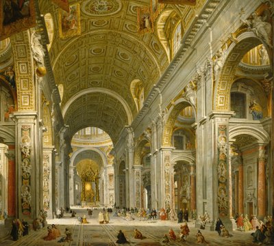 ローマのサンピエトロ大聖堂の内部、1750年 作： Giovanni Paolo Pannini