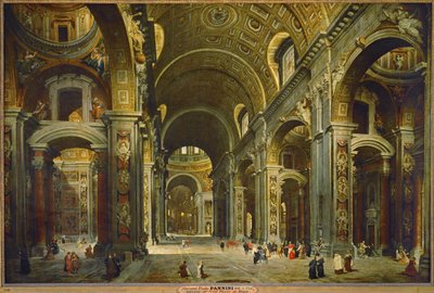 ローマのサン・ピエトロ大聖堂を訪れたメルキオール・ド・ポリニャック枢機卿 ... 作： Giovanni Paolo Pannini or Panini