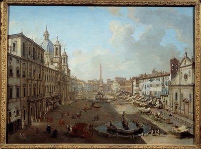 ローマのナヴォーナ広場（Piazza Navona, Rome）。絵画 ジョヴァンニ・パオロ・パンニーニ（パンニーニ）（1691-1765 作： Giovanni Paolo Pannini
