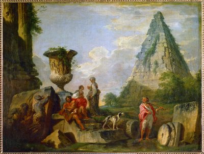 ガイウス・ケスティウスのピラミッドがある古代遺跡 ... 作： Giovanni Paolo Pannini or Panini